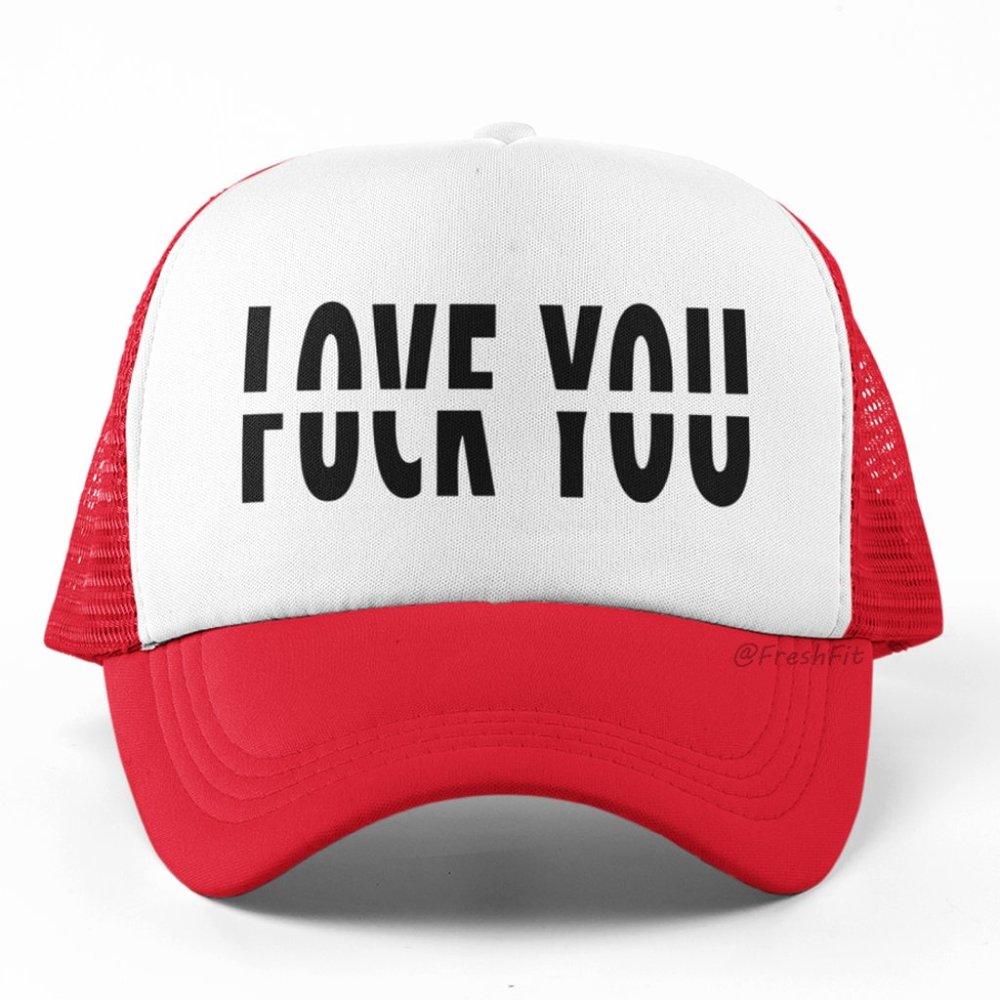🆕Love You F You Foam Trucker Hat Mesh Snapback Cap Red/White